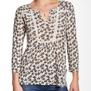 Lucky Brand | Broken Arrows Linen Blend Tee Medium